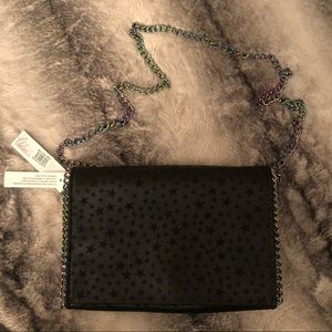 Starry Black Bag with Iridescent Chain Strap